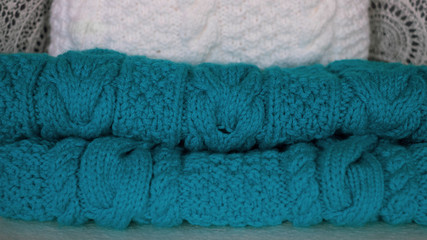 Fototapeta na wymiar Blue and white knitting set