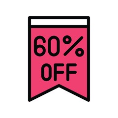 discount tag sixty percent off vector with editable stroke