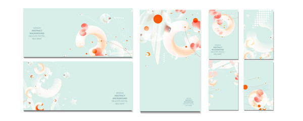 кораловыеElegant neo mint color pastel muted pale calm tones card templates set	