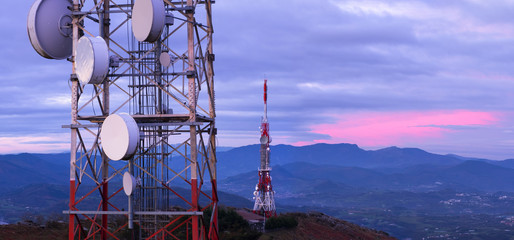 communications and telephone towers on Mount Jaizkibel, Euskadi
