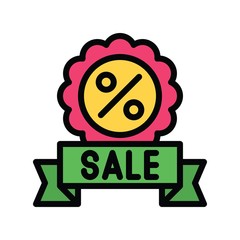 percentage badge and sale ribbon vector with editable stroke
