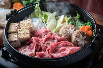 Sukiyaki, japanese famous beef hot pot