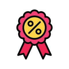 medal or ribbon badge and discount tag vector with editable stroke