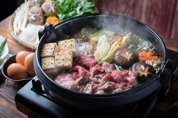 Sukiyaki, japanese famous beef hot pot