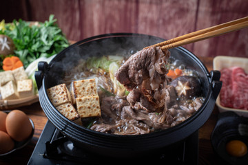 Sukiyaki, japanese famous beef hot pot