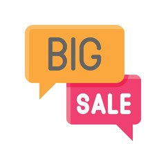 message popup and big sale vector in flat design