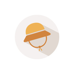 Rain cap. Icon with shadow on a beige circle. Fall vector illustration
