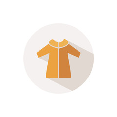 Rain coat. Icon with shadow on a beige circle. Fall vector illustration