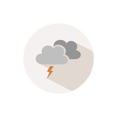 Storm. Icon with shadow on a beige circle. Fall vector illustration