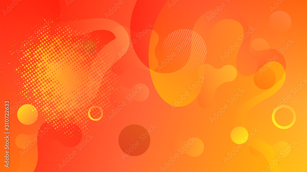 Poster abstract background in red and orange shades. 3d fluid shape illustration. vector template paper des