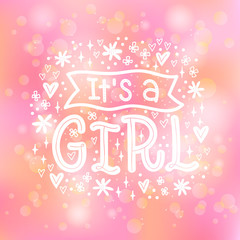 Vector illustration of It's a Girl text