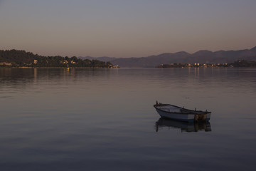 Calm waters of the Aegean, minimalism, background, Turkey