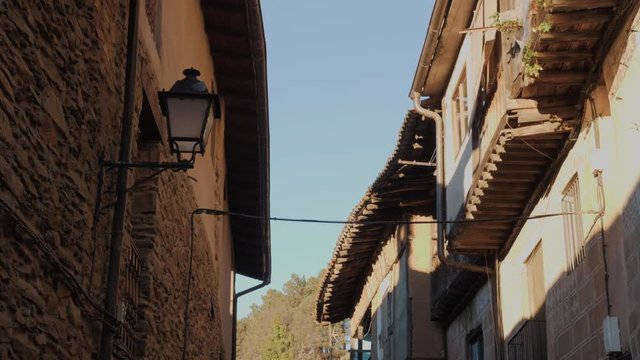 Typical stone houses in Robledillo de Gata in Extremadura, Spain