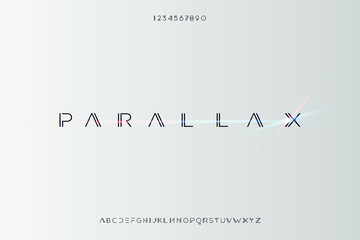 Parallax. Abstract technology futuristic alphabet font. digital space typography vector illustration design