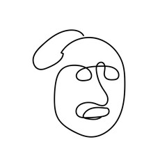 Outline man Face drawn by a continuous line isolated on a white background. Line art portrait of a man with a mustache, hairstyle. Minimalist graphic stock vector illustration of a character aged man