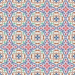 Seamless tiles background in portuguese style. Mosaic pattern for ceramic in dutch, portuguese, spanish, italian style.