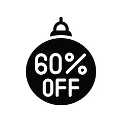 sixty percent off written on decoration ball vector in solid design