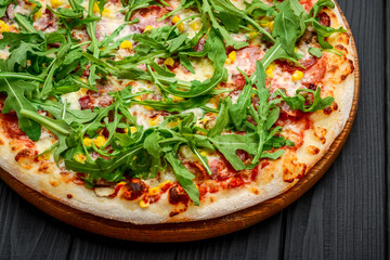 Prosciutto and Arugula Pizza with Marinara Sauce