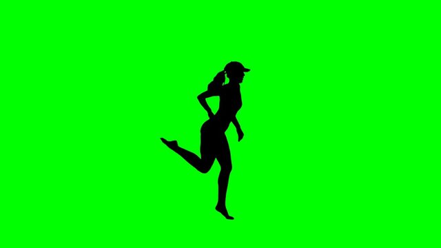 Female hip-hop dancer silhouette on a chroma key green background. Alpha channel is included for easy color/background change.