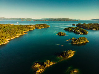 Aerial view. Fjord landscape near Bergen, Norway