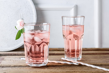 Rose cocktail, lemonade.