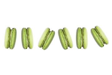 Macaron or macaroon cake isolated on a white background, sweet dessert.