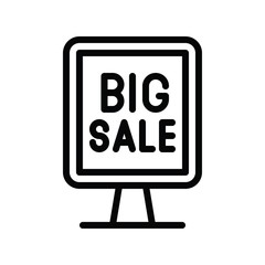 written big sale on stand board or street board vector in lineal style