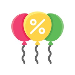 balloons flying in air and percentage tag vector in flat design