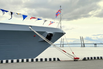  Warship of the Navy of Russia in the city of St. Petersburg