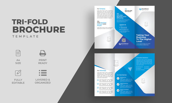 Corporate Trifold Brochure Template With Blue Elements