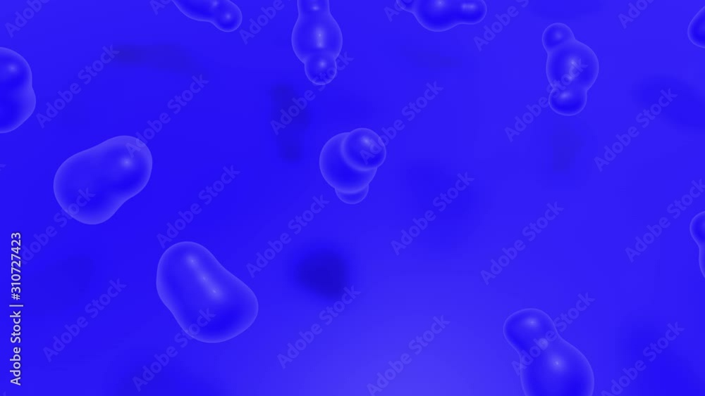 Aufkleber 3d animation of abstract 3d background. blue drops on a blue background moving and merging and falli