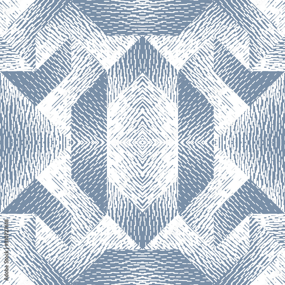 Poster abstract seamless pattern of geometric shapes with texture. optical illusion of the volume and depth