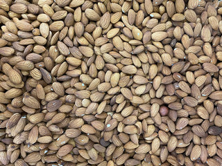 Texture of salted pistachios closeup