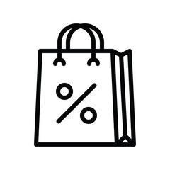 percentage mention on shopping bag or purchasing in vector lineal style