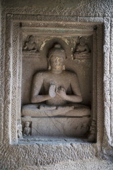 Buddha in teaching pose. Ajanta Caves, Aurangabad, Maharashtra, India