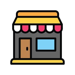 shopping mall or supermarket related to black Friday in vector filled style