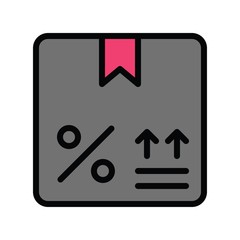 black friday related to gift box and percentage vector in filled style