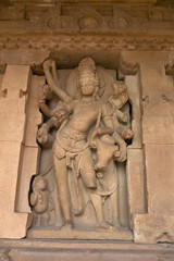 Shiva with Nandi bull sculpture, Durga Temple. Dated 700 A D. Aihole, Karnataka, India