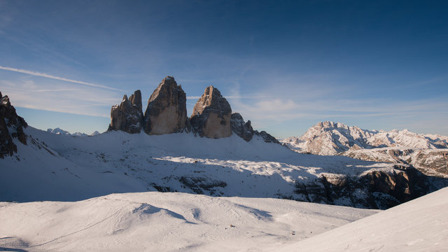 Beautiful Dolomites peaks panoramic view. 