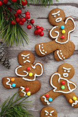 Ninja-shaped gingerbread cookies with Christmas decorations © BeeRu