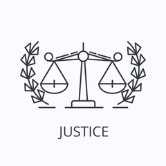 Balance thin line icon. Justice concept. Outline vector illustration