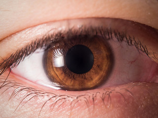close up of human eye pupil