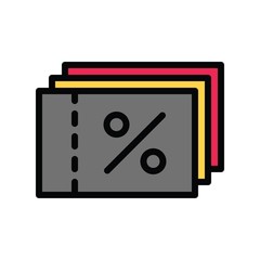 tickets and discount tag related to black friday vector with filled style