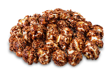Chocolate popcorn on a white isolated background