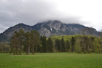 Walking in the Bavarian Alps in cloudy weather