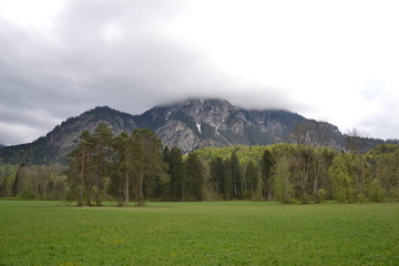 Walking in the Bavarian Alps in cloudy weather