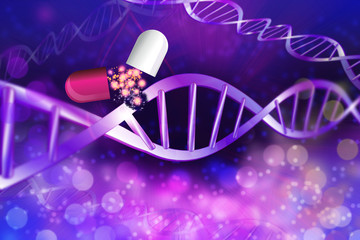 Gene therapy DNA strand with medicine illustration