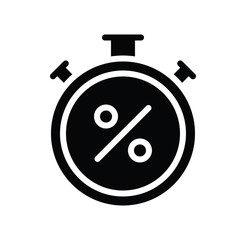 timer or stopwatch and discount tag vector with solid design