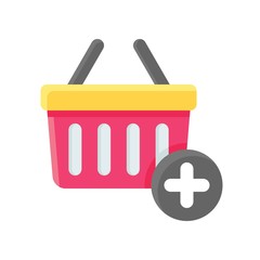 black friday related to basket and plus sign vector with flat design
