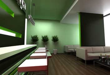 Bar interiors, original 3d rendering and models